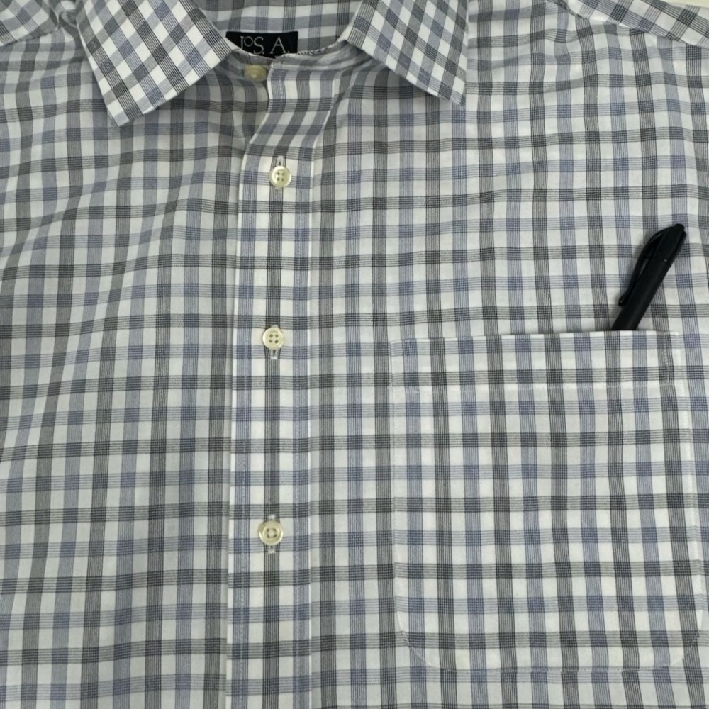 Jos. A. Bank Gray Men Plaid Button Down Shirt Size Large - Picture 8 of 9